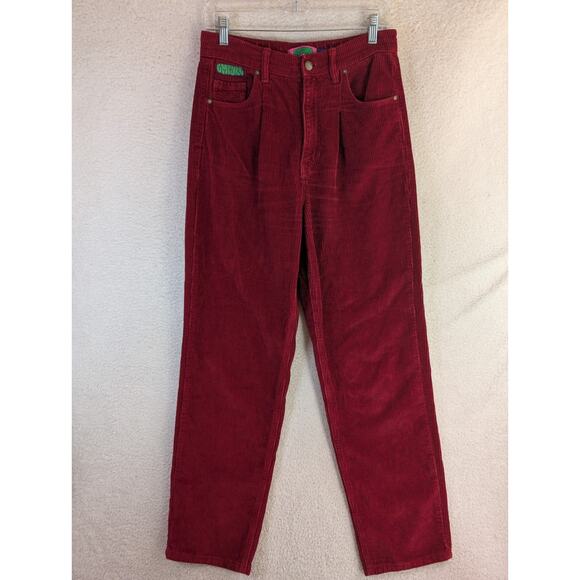 Empyre Corduroy Pants Womens Medium Tori SK8 Red Loose Straight Leg Skater Y2K - Picture 1 of 16